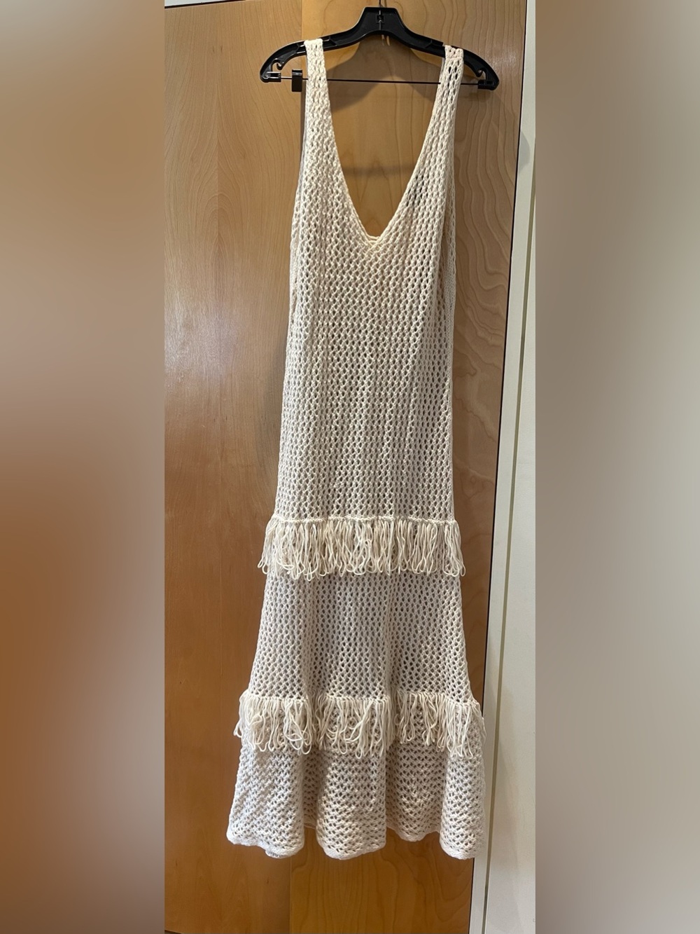 Women's Crochet Maxi Dress with Fringe